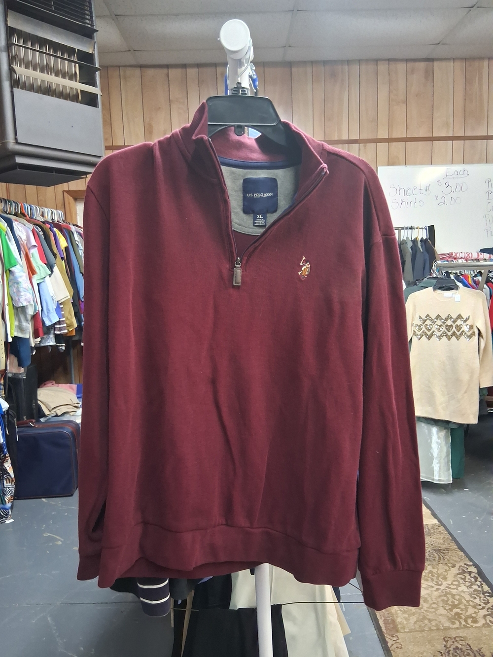 U.S. Polo Assn. Men's Maroon Half-Zip Pullover Sweater
